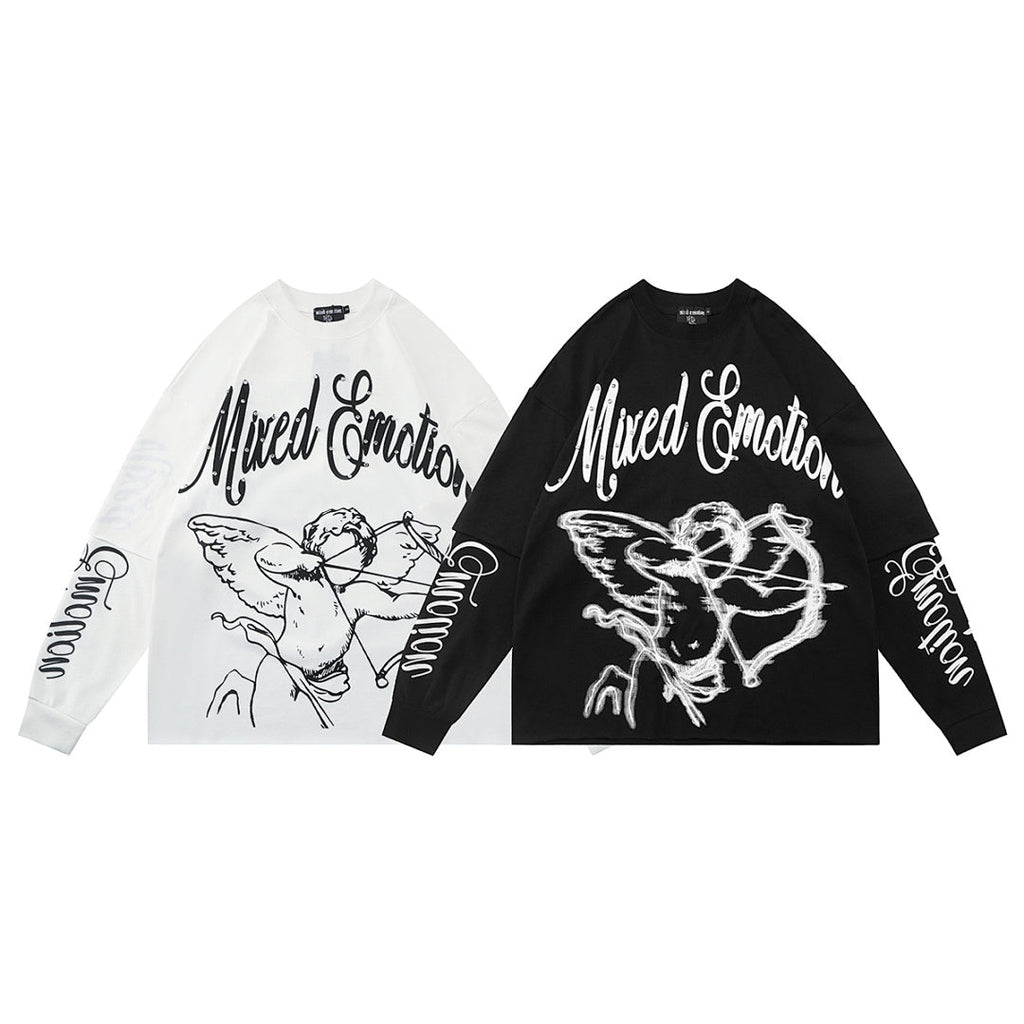 MIXED EMOTION Winged Skull Graphic Long Sleeve Top