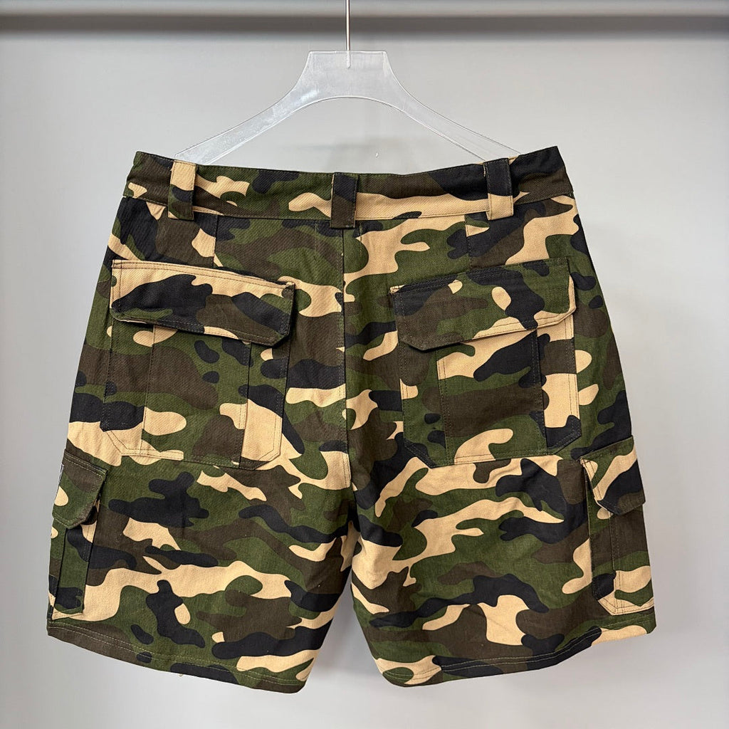 MIXED EMOTION Graphic Patchwork Cargo Casual Shorts