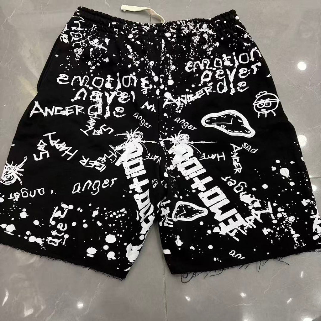 MIXED EMOTION All-Over Logo Print Casual Shorts