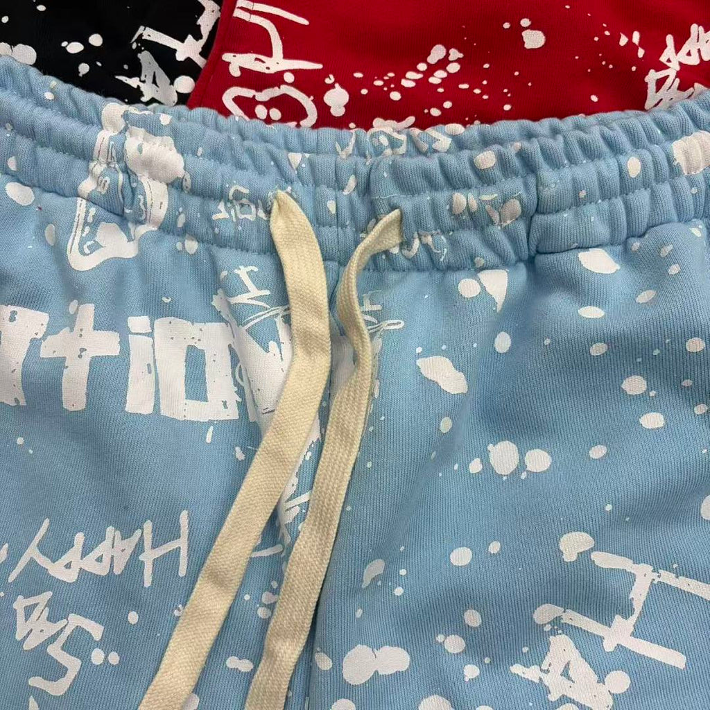 MIXED EMOTION All-Over Logo Print Casual Shorts