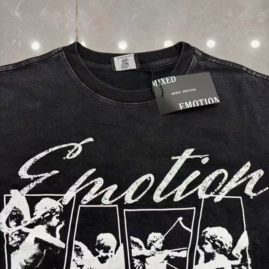 MIXED EMOTION Script Graphic Music-Inspired Long Sleeve Top
