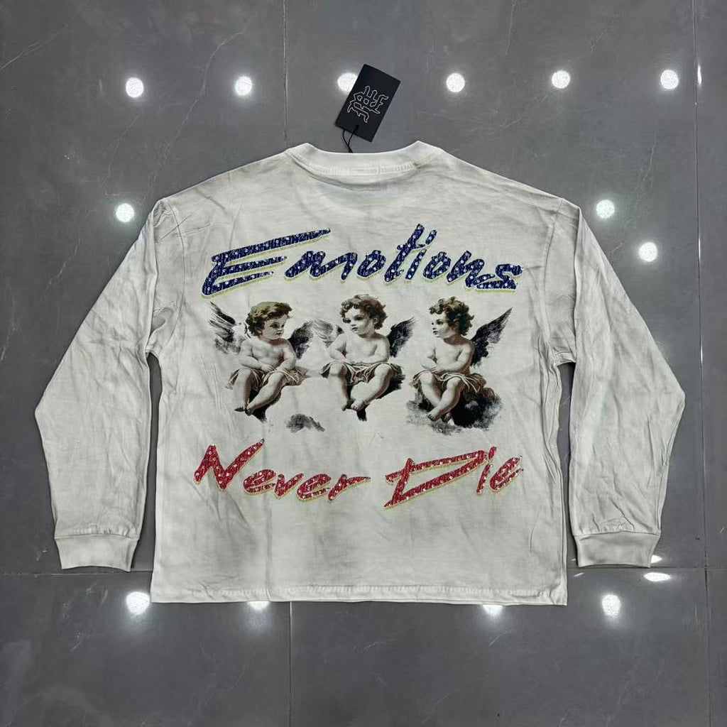 MIXED EMOTION Vintage Graphic Long Sleeve Streetwear Top