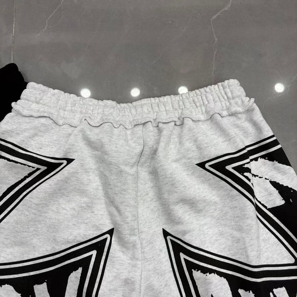 MIXED EMOTION Graphic Logo Patchwork Casual Shorts