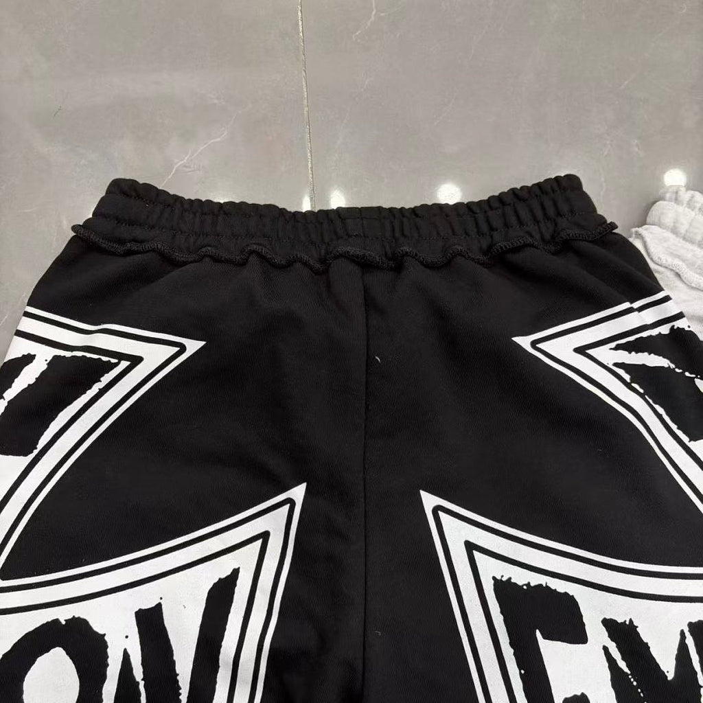 MIXED EMOTION Graphic Logo Patchwork Casual Shorts