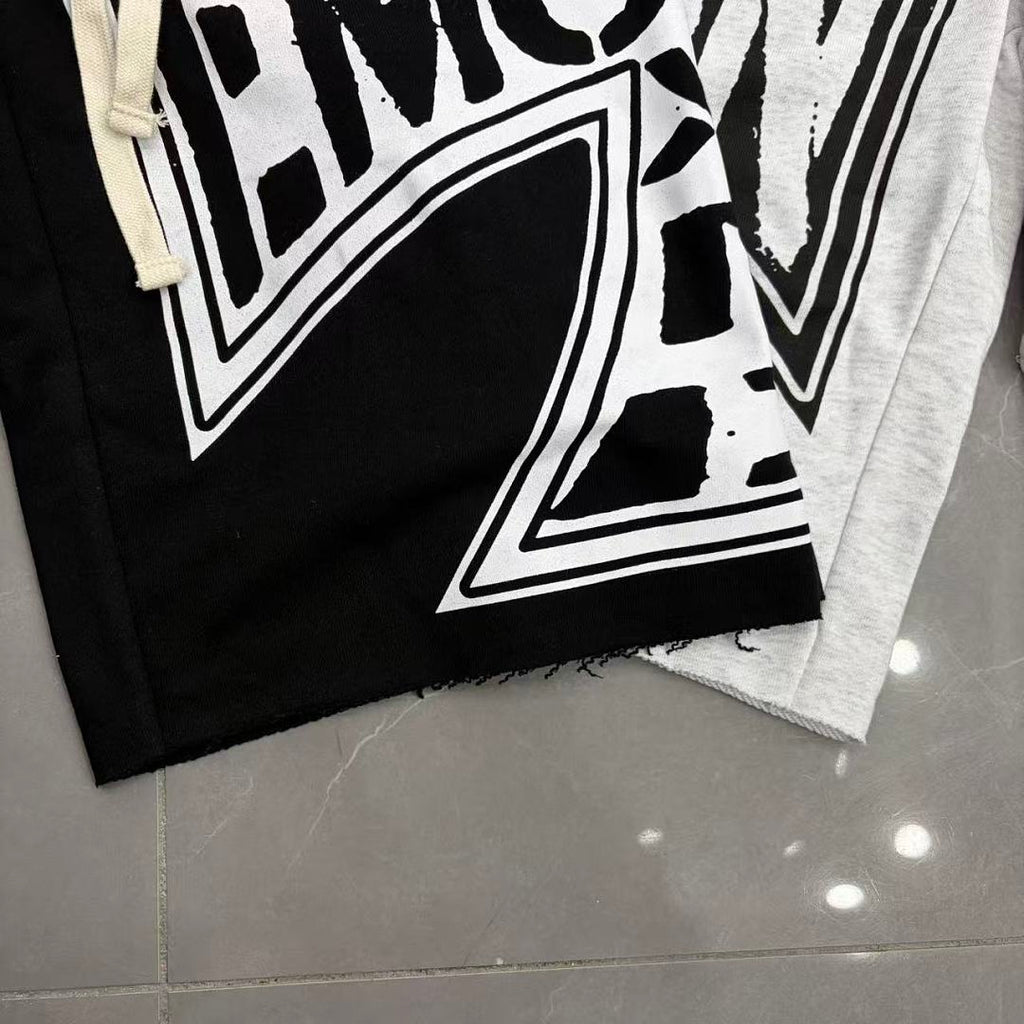MIXED EMOTION Graphic Logo Patchwork Casual Shorts