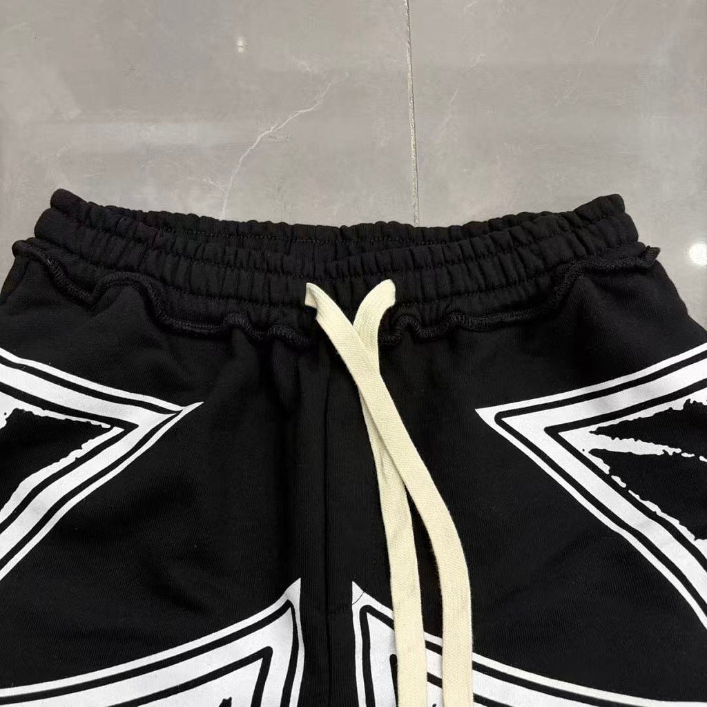 MIXED EMOTION Graphic Logo Patchwork Casual Shorts