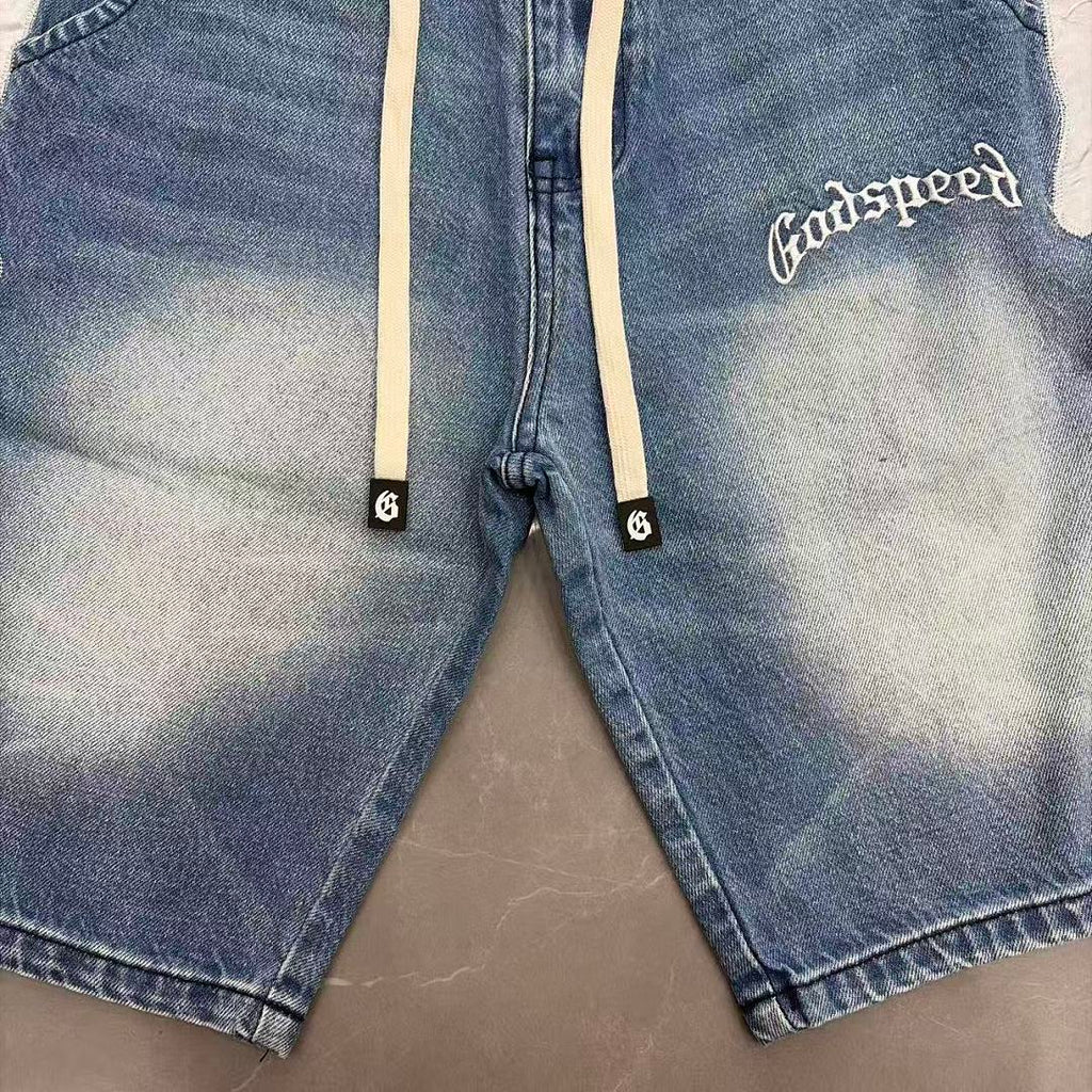 GODSPEED Side Graphic Relaxed Denim Shorts