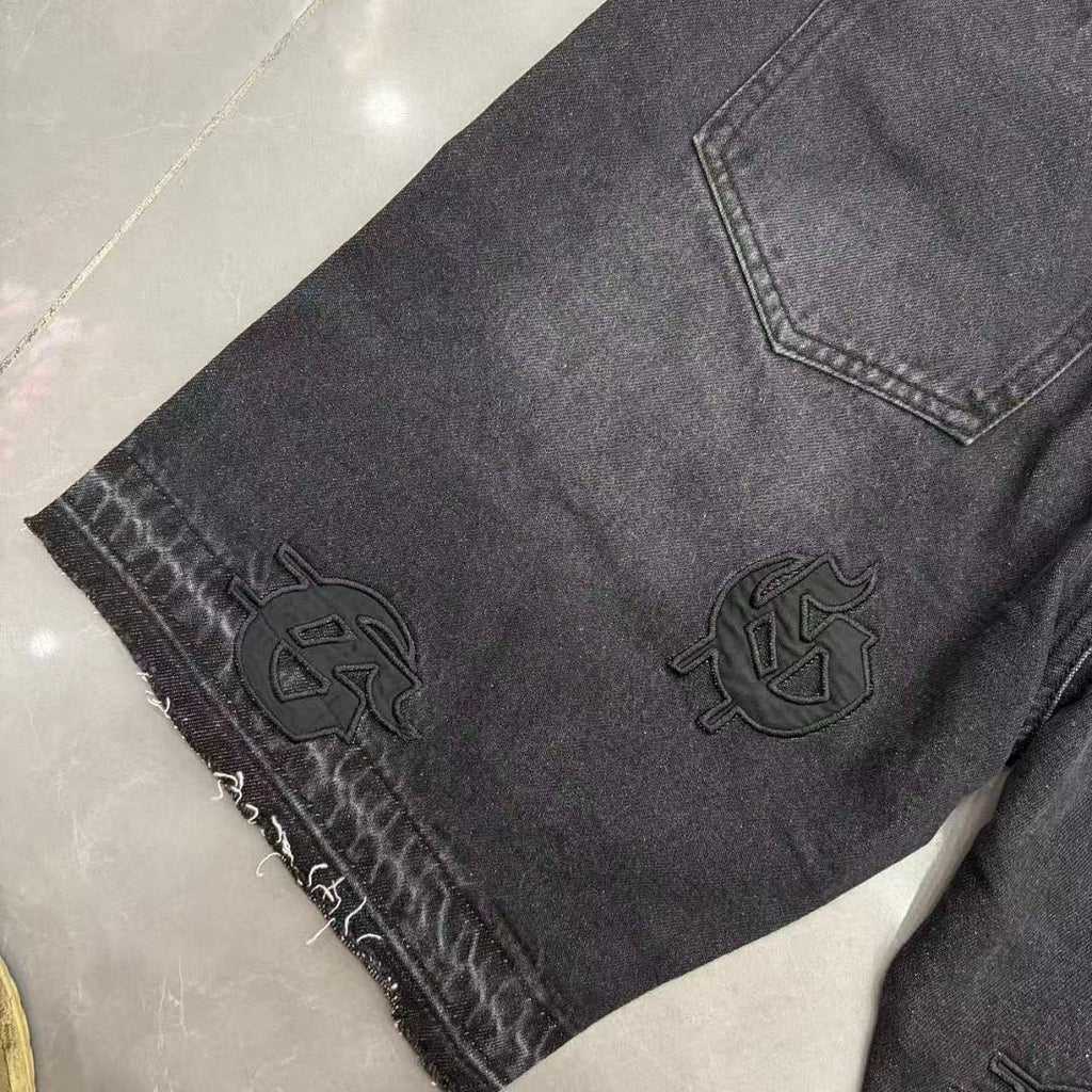 GODSPEED Graphic Patchwork Denim Shorts