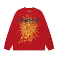 Sp5der Web Graphic Print Red Long Sleeve Casual T-Shirt