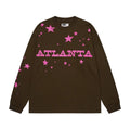 Sp5der Atlanta Star Graphic Brown and Pink Long Sleeve Casual T-Shirt