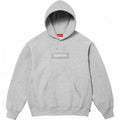 Supreme Vertical Logo Pullover Hoodie — Light Gray